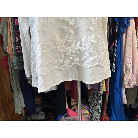 Karta Cottagecore Prairie Tunic Top Boho Embroidered Floral Long Sleeve White L? - Picture 2 of 10
